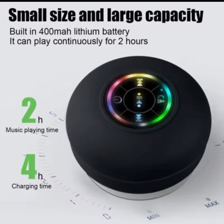 Portable Wireless Bluetooth Speaker Waterproof With Suction Compatible With All Devices Containing Functioning Bluetooth
