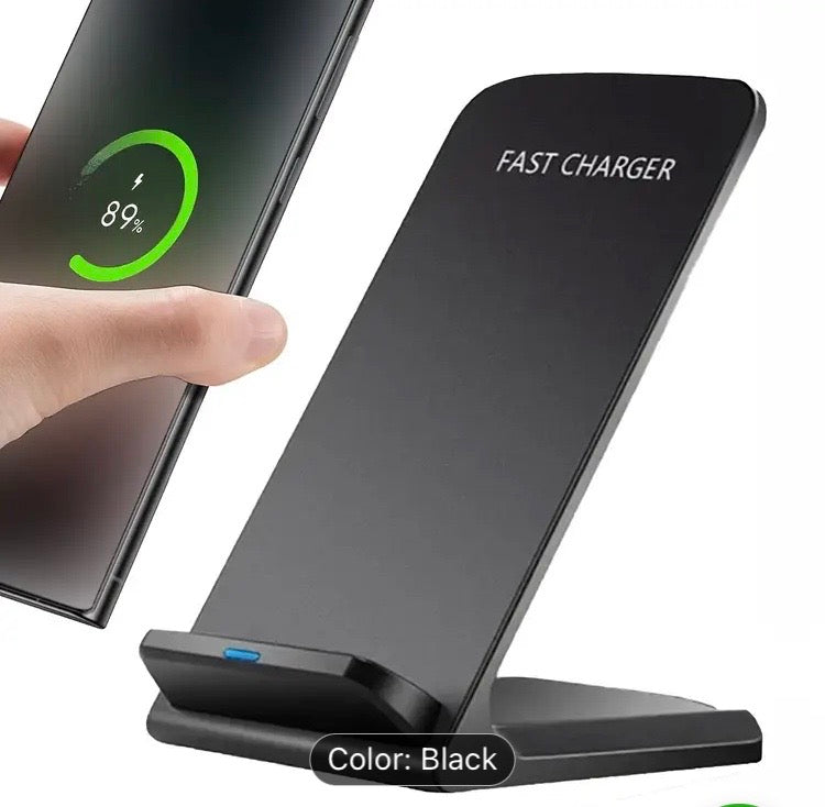 Wireless Charger Stand, 15W Fast Charging Dock Phone Charger, Adaptive LED Wireless Charging Station for iPhone 17 16 15 14 13 12 11 9 8 XR, Samsung S25 24 23 22 S21 S10 S9, Pixel 8 7 6, And More