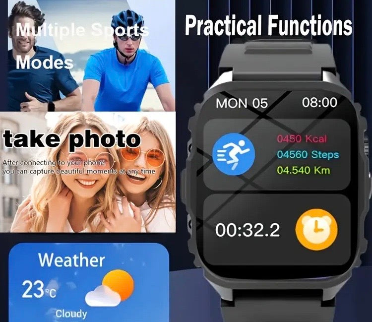 2026 Newest smart watch, wireless calling, app message & SMS vibration alert, changeable multiple dials, music control, multiple sport modes, Built-in Game, compatible with iPhone and Android, suitable for men and women