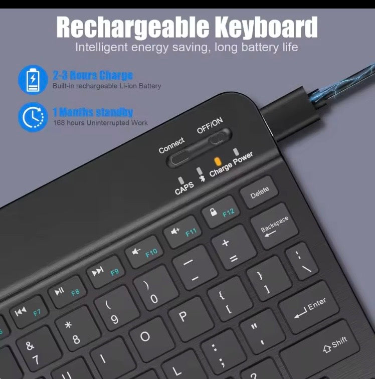 Bluetooth Keyboard Compatible With Most Tablets/iPads Black 7 Inch