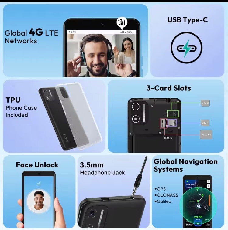 XGODY X32 Android 14 Smartphone 5.5 Inch Dual SIM 4G Octa Core 4GB+16GB Colour Black