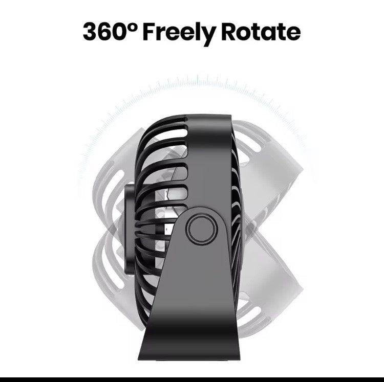 TOPK 4 Inch USB Mini Portable Fan Quiet 3 Speeds 360 Degrees Adjustment Black