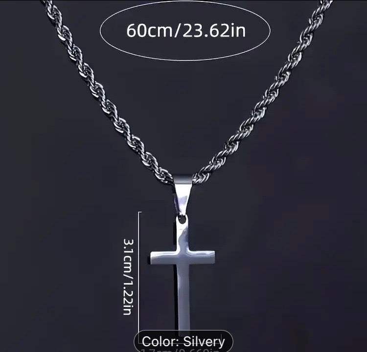 201 Stainless Steel Cross Necklace for Men & Women - Elegant Unisex Jewelry with Chain Detail, Durable Chain Necklace
