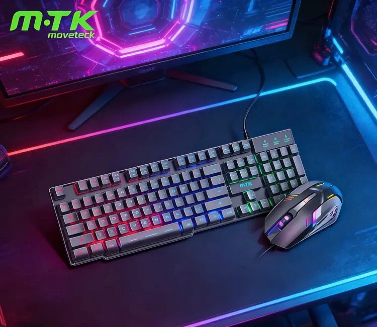 Wired Gaming Keyboard and Mouse Combo with RGB Backlit, 104 Keys & 1600DPI Adjustable Mouse, 1.5M Cable for PC, Computer, Laptop, Windows, Mac – Black