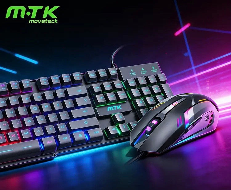 Wired Gaming Keyboard and Mouse Combo with RGB Backlit, 104 Keys & 1600DPI Adjustable Mouse, 1.5M Cable for PC, Computer, Laptop, Windows, Mac – Black