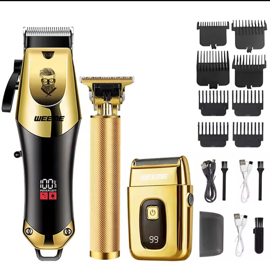T9 Vintage Mens Eletric Hair Clipper Beard Trimmer And Nose Hair Trimmer Set Rechargeable
