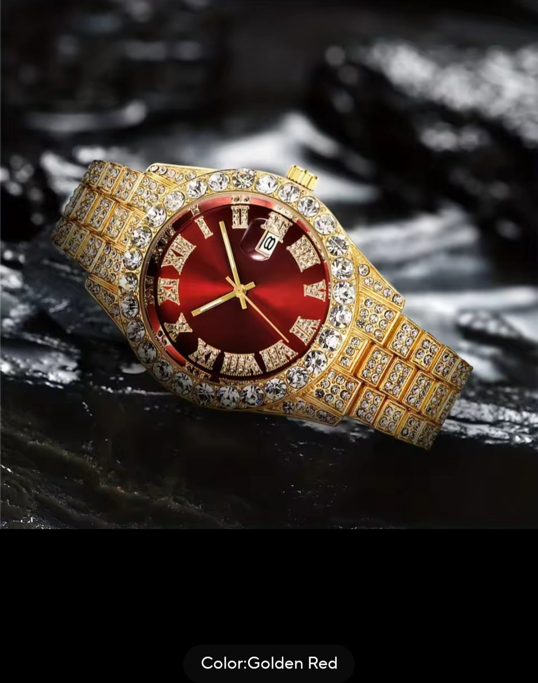 Mens Hip Hop Watch Vintage Inspired Quartz Timepiece With Oversized Rhinestone Dial And Durable Stainless Steel Band