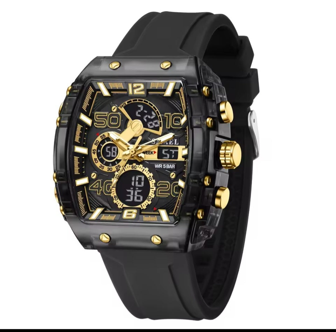 SMAEL Brand 8109 Electronic Watch Square Dual Display Waterproof