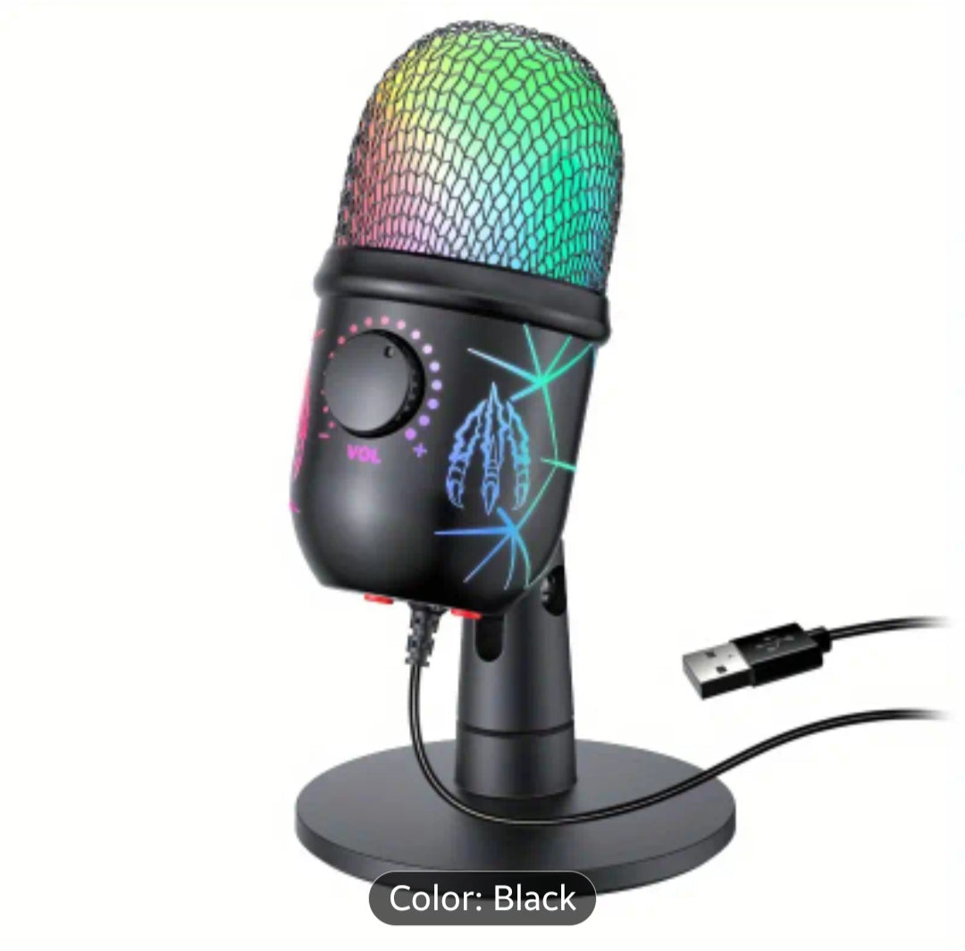 Microphone for Gaming, PC Use, Podcasting, And Studio Recording, Featuring a Headphone Jack, LED Indicator, Mute Function, And Noise Reduction