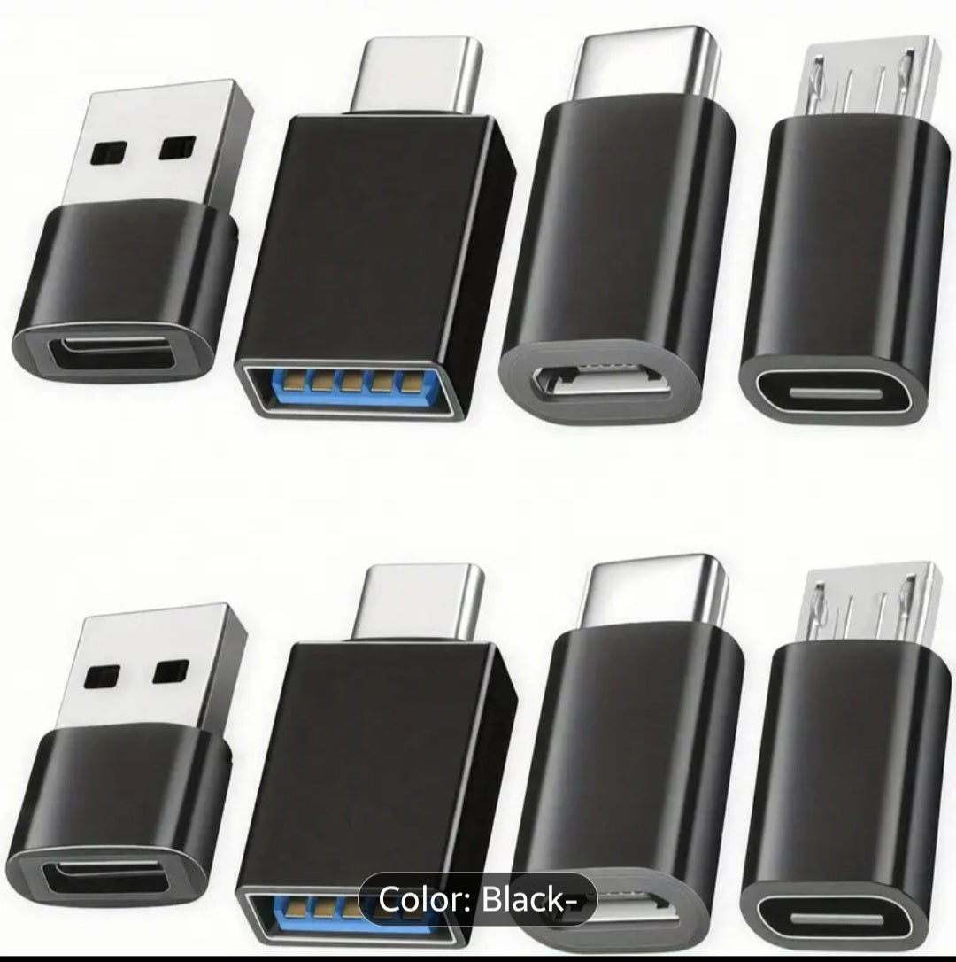[USB Type C Converter] 8pcs USB to USB C Adapter, USB Type C to USB Adapter, Micro USB to USB C, Converter Connector, for Laptop Car Smartphone Headphone Mic PC