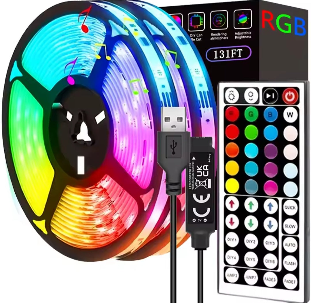 40M/131Ft Led Strip Lights APP 44 Keys Remote Control USB Flexible Tape