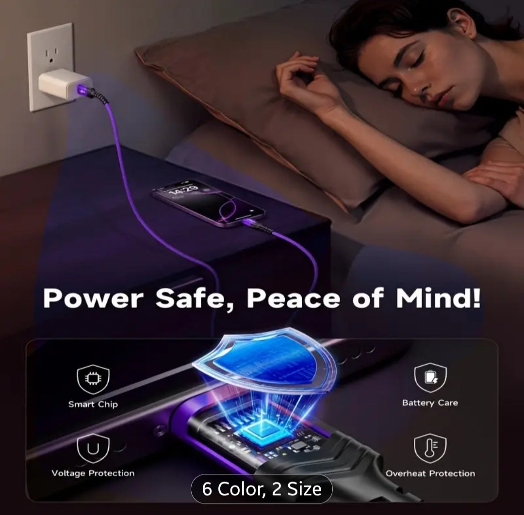 Tzlrxl USB-C nylon braided fast charging cable, compatible with for Samsung, OnePlus, Xiaomi, and other devices. Supports data transfer and charging, matte finish.