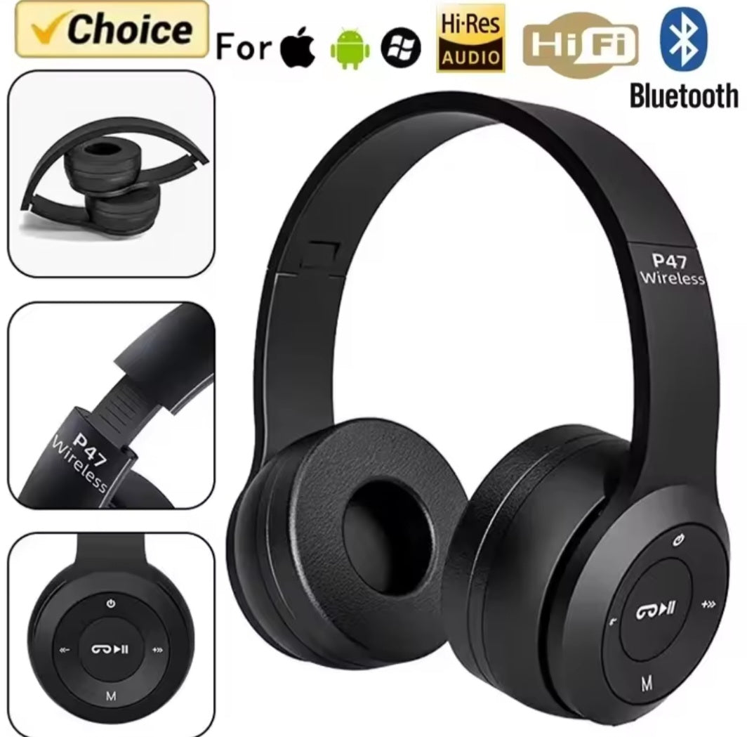 Stereo P47 Headset 5.0 Bluetooth Folding Series Wireless For Iphone Samsung and PC