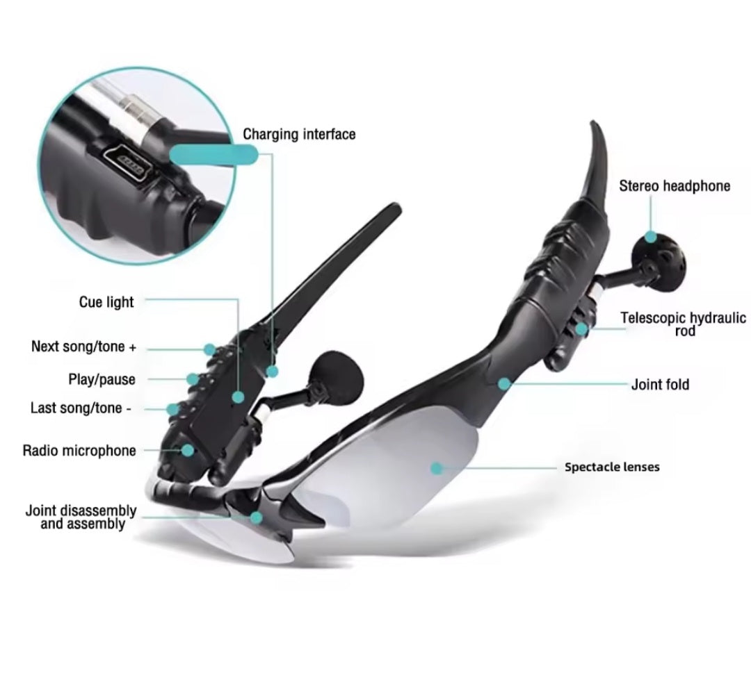 Toptrek Sports Stereo Wireless Bluetooth Cycling Sunglasses 5.0 Headset