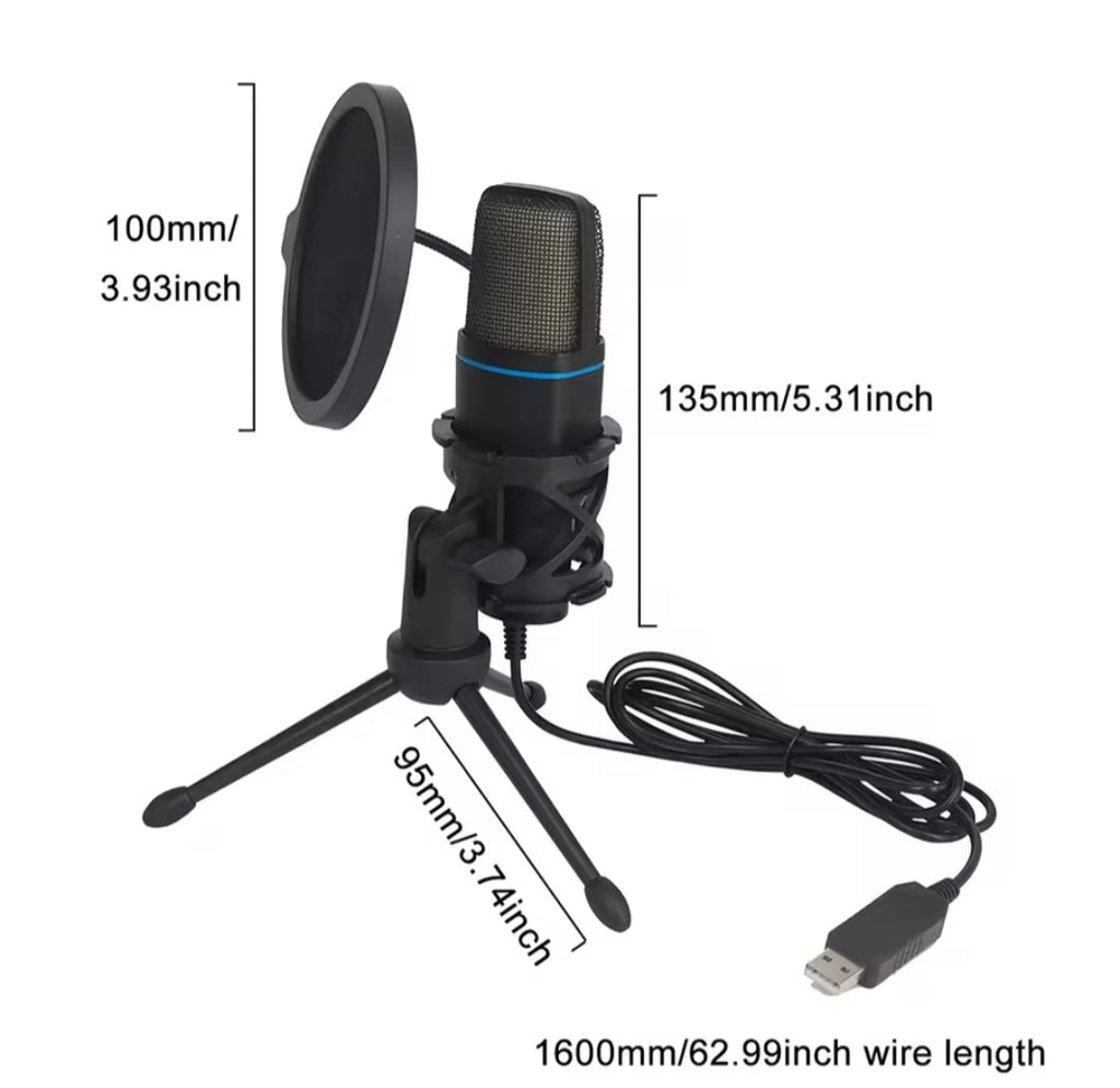 USB Microphone RGB Gaming Mic For Podcast, Recording, Studio Streaming, Compatible With Laptop, Desktop, PC