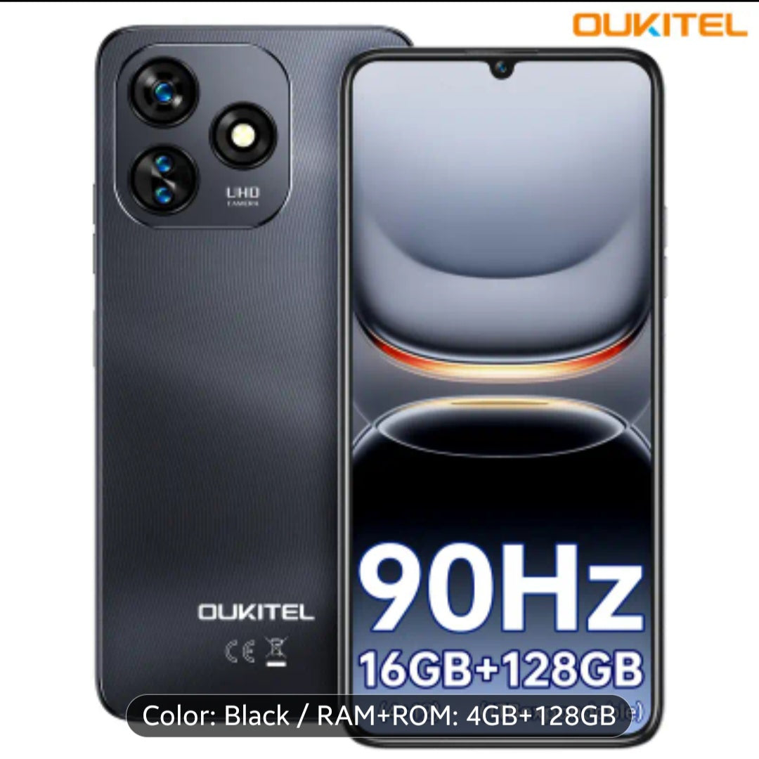 OUKITEL C51 SE | 2026 Android 14 Dual SIM Mobile Phone | 5150mAh | 16 (4+12)GB RAM + 128GB ROM | 6.8" HD+ Display | 13MP + 5MP Camera | Fingerprint Unlock / GPS (Perfect Gift for Friends & Family, Budget-Friendly)