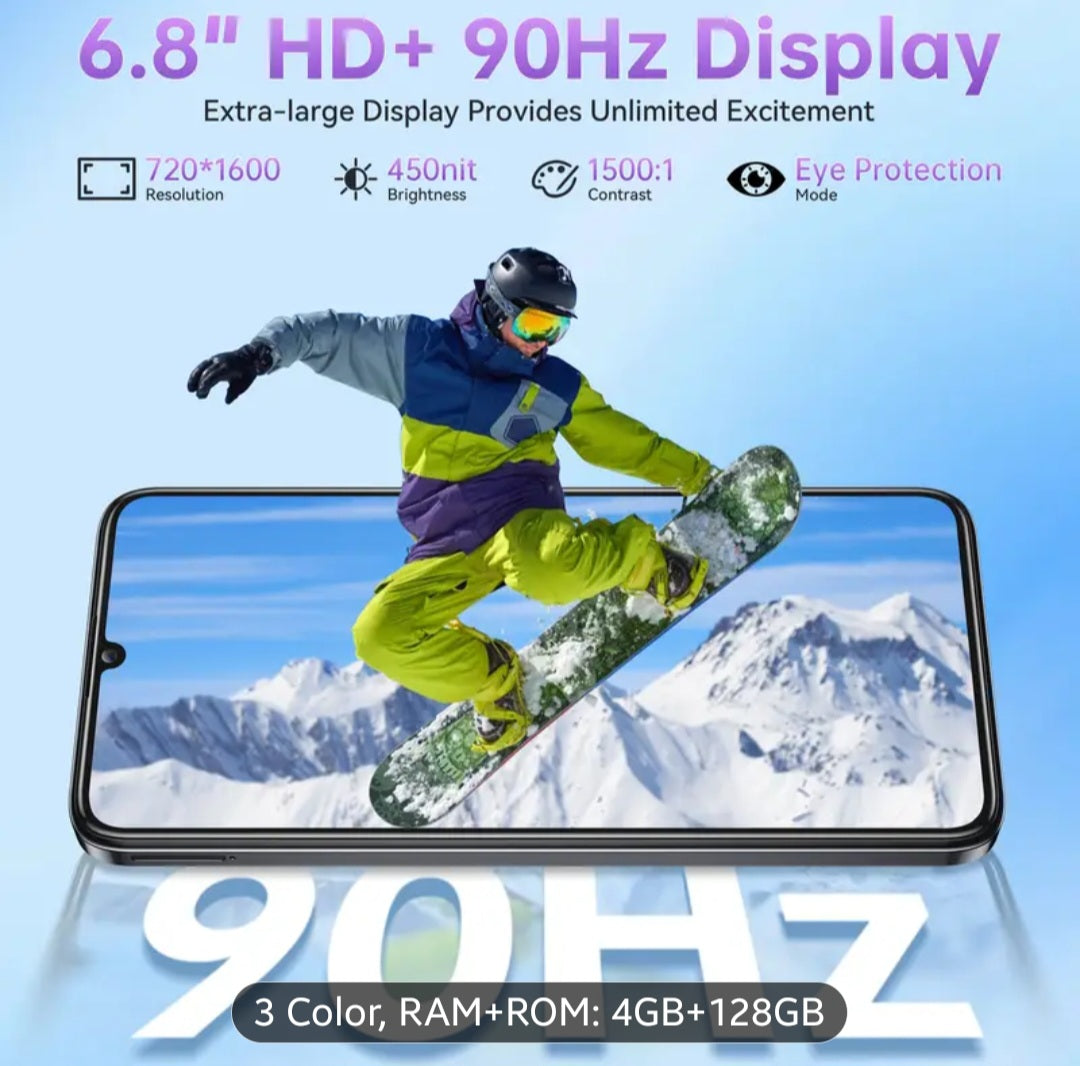 OUKITEL C51 SE | 2026 Android 14 Dual SIM Mobile Phone | 5150mAh | 16 (4+12)GB RAM + 128GB ROM | 6.8" HD+ Display | 13MP + 5MP Camera | Fingerprint Unlock / GPS (Perfect Gift for Friends & Family, Budget-Friendly)