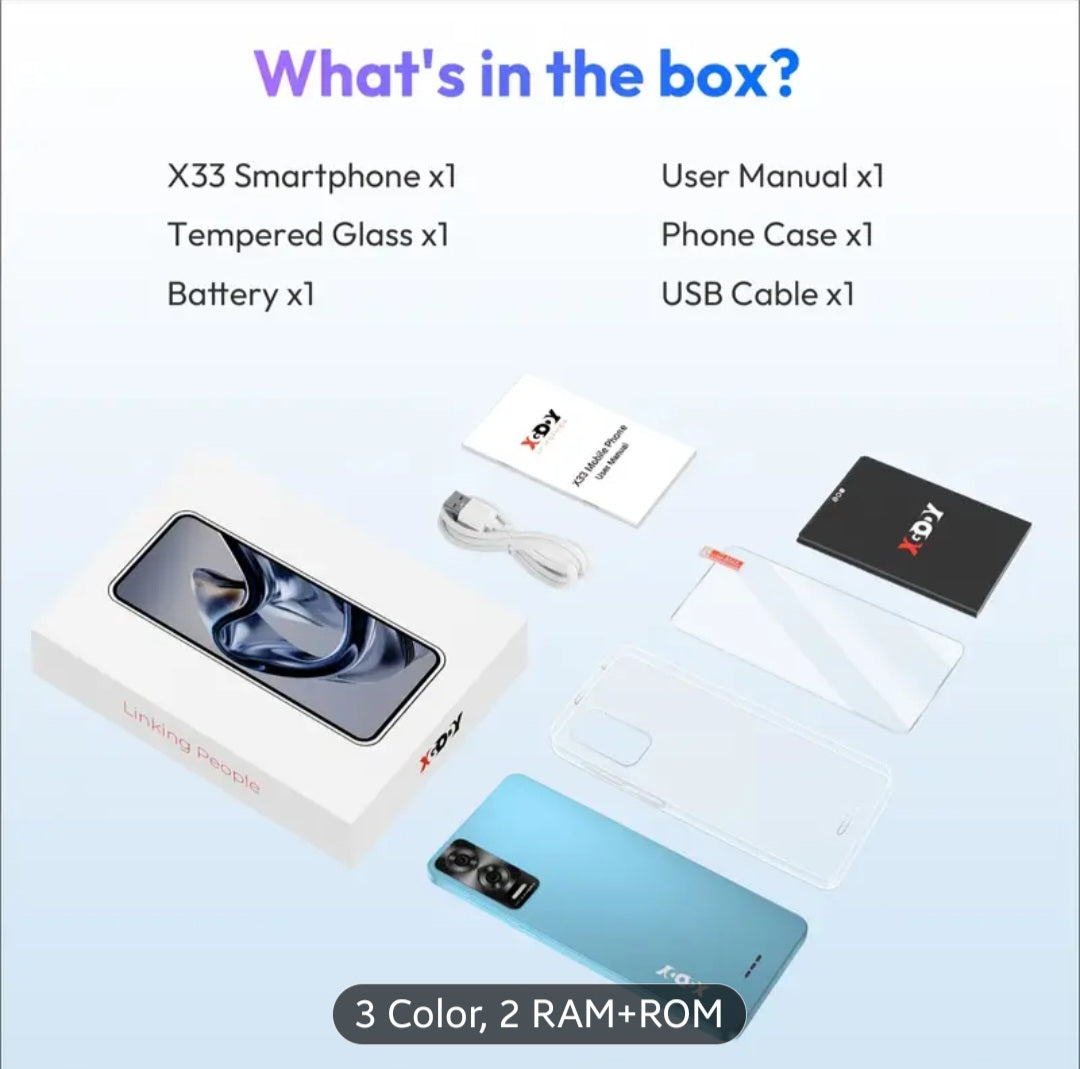 XGODY 6 Inch Mobilephone | Android 15 Smartphone | 7GB RAM+32GB ROM | 4G LTE Dual SIM | Octa-Core | 5MP+8MP | HD+ Display | Face Recognition | GPS | 3500mAh Battery - with Free Case & Film |Office Games Daily Use |Thin And Light|Christmas Gifts