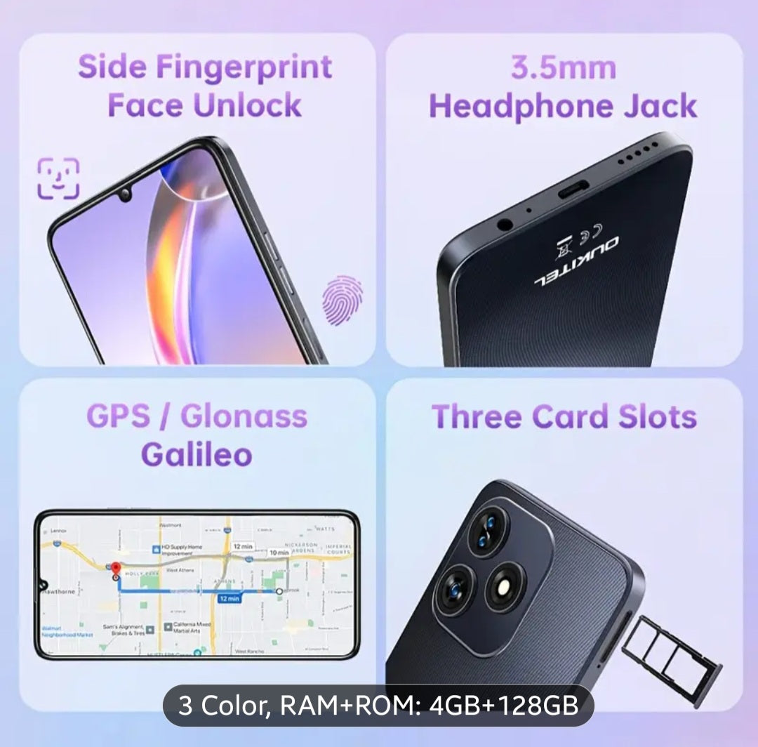 OUKITEL C51 SE | 2026 Android 14 Dual SIM Mobile Phone | 5150mAh | 16 (4+12)GB RAM + 128GB ROM | 6.8" HD+ Display | 13MP + 5MP Camera | Fingerprint Unlock / GPS (Perfect Gift for Friends & Family, Budget-Friendly)