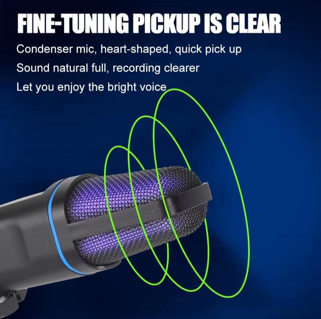 USB Microphone RGB Gaming Mic For Podcast, Recording, Studio Streaming, Compatible With Laptop, Desktop, PC