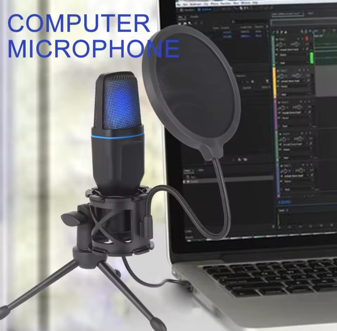 USB Microphone RGB Gaming Mic For Podcast, Recording, Studio Streaming, Compatible With Laptop, Desktop, PC